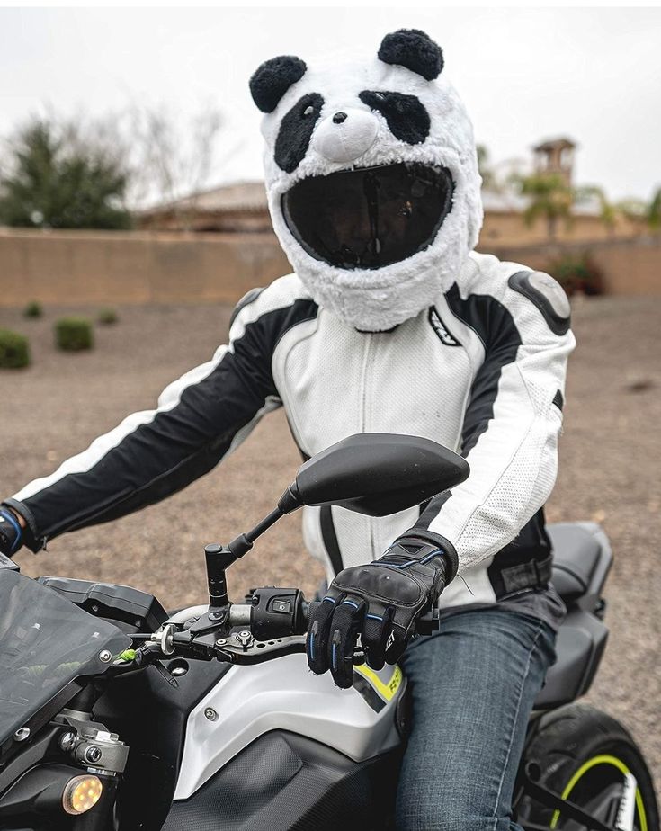 Motorcycle Helmet Plush Protective Cover Riding Helmet Head Cover Cute Cartoon Panda Helmet Cover