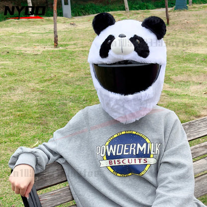 Motorcycle Helmet Plush Protective Cover Riding Helmet Head Cover Cute Cartoon Panda Helmet Cover