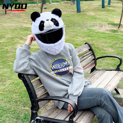 Motorcycle Helmet Plush Protective Cover Riding Helmet Head Cover Cute Cartoon Panda Helmet Cover