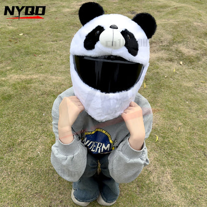 Motorcycle Helmet Plush Protective Cover Riding Helmet Head Cover Cute Cartoon Panda Helmet Cover