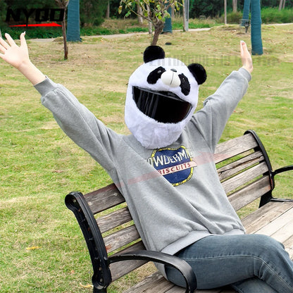 Motorcycle Helmet Plush Protective Cover Riding Helmet Head Cover Cute Cartoon Panda Helmet Cover